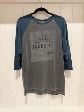 Authentic Pigment All Jacked Up Wilson 05 Raglan Three-Quarter Sleeve Shirt